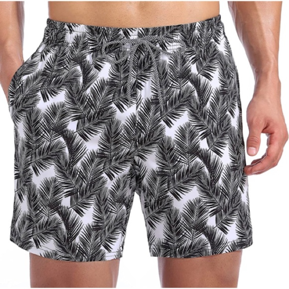 Mens Swim Trunks Quick Dry Beach Shorts Mesh Lining Swimwear Pockets Large